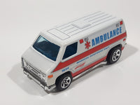 2010 Hot Wheels Race World - City '70s Van Ambulance White Die Cast Toy Car Vehicle