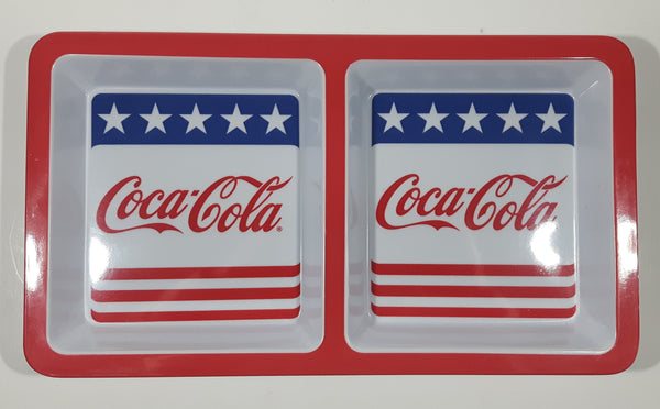 Coca Cola Stars and Stripes Two Section Plastic Melamine Serving Tray Dish