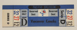 Vintage 1969 1970 Vancouver Canucks Pacific Coliseum WHL Ice Hockey Game Ticket with Johnny Canuck Blue Version Series D Section 32 Row 27 Seat 12 Reserved