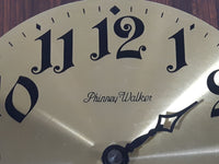 Rare Vintage Phinney Walker Brass Faced 11 3/4" x 11 3/4" Wood Plaque Wall Clock