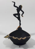 Antique 1940s Paris Art No. 746 Goddess Woman in Pose Art Deco Style 5 3/4" Tall Brass Trimmed Black Cast Iron Ashtray with Original Tags