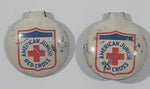 Vintage American Junior Red Cross Fold Over Style 5/8" Metal Tab Clip Pin Set of 2