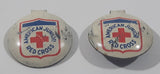 Vintage American Junior Red Cross Fold Over Style 5/8" Metal Tab Clip Pin Set of 2