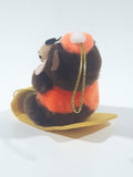 Vintage A&W Root Beer Bear Riding a Yellow Toboggan 3 3/4" Tall Plush Stuffed Character Hanging Christmas Tree Ornament