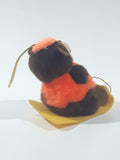 Vintage A&W Root Beer Bear Riding a Yellow Toboggan 3 3/4" Tall Plush Stuffed Character Hanging Christmas Tree Ornament