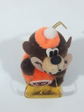 Vintage A&W Root Beer Bear Riding a Yellow Toboggan 3 3/4" Tall Plush Stuffed Character Hanging Christmas Tree Ornament