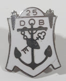 Vintage DOB 25 Anchor and Skeleton Key Tiny 5/8" x 5/8" Enamel Metal Lapel Pin