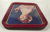 Vintage 1974 Coca-Cola Coke Soda Pop 1927 Calendar Girl Pink Magenta Metal Beverage Serving Tray