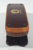 Vintage Sheppard Envelope Company 6 5/8" Long Thin Brown Leather Topped Wood Handle Brown Bristle Shoe Brush Worcester, Mass.