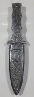 Vintage Engraved Stainless Steel 6 3/4" Long Straight Blade Dagger Boot Knife in Sheath