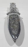 Vintage Engraved Stainless Steel 6 3/4" Long Straight Blade Dagger Boot Knife in Sheath