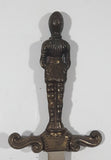Vintage Joan of Arc Bronze 12" Metal Letter Opener Sword with '1732' Brown Leather Sheath Wall Hanging