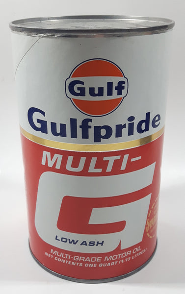 Vintage Gulf Gulfpride Multi-G Low Ash SAE 5W-30 Motor Oil Cardboard and Metal Can FULL