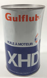 Vintage Gulf Gulflube XHD SAE 10W-30 1.13 Litre Motor Oil Metal Can FULL