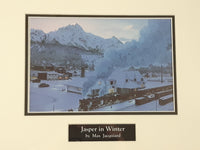 Max Jacquiard "Jasper in Winter" Canadian National Railway Train 13 1/2" x 16 1/8" Framed Art Print