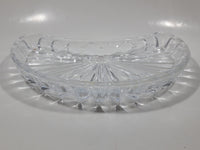 Vintage Crescent Shaped Sun Pattern 5 1/2" x 8 1/2" Crystal Glass Serving Dish