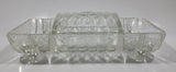 Vintage Footed 8 3/4" Long Glass Serving Dish with Center Lid