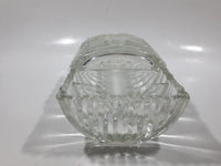 Vintage Footed 8 3/4" Long Glass Serving Dish with Center Lid