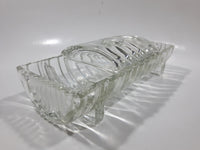 Vintage Footed 8 3/4" Long Glass Serving Dish with Center Lid