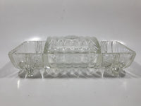 Vintage Footed 8 3/4" Long Glass Serving Dish with Center Lid