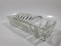 Vintage Footed 8 3/4" Long Glass Serving Dish with Center Lid