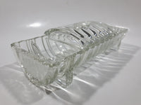 Vintage Footed 8 3/4" Long Glass Serving Dish with Center Lid