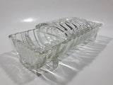 Vintage Footed 8 3/4" Long Glass Serving Dish with Center Lid