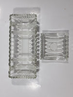 Vintage Footed 8 3/4" Long Glass Serving Dish with Center Lid