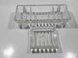 Vintage Footed 8 3/4" Long Glass Serving Dish with Center Lid