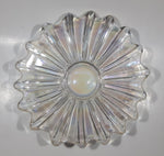 Vintage 1950s Federal Glass Clear Rainbow Iridescent Scalloped Celestial Pattern 9 1/2" Candy Dish Plate