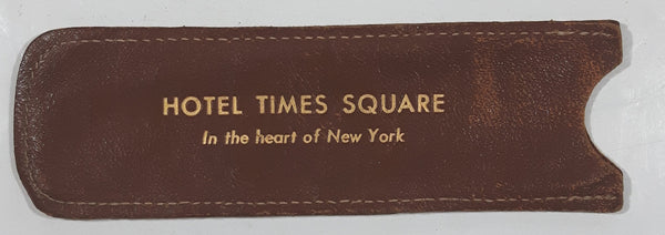 Vintage Hotel Times Square In the heart of New York 5" Long Brown Leather Comb Sleeve