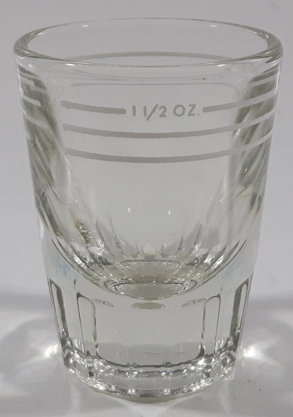 Vintage Dominion Glass 1 1/2 OZ Heavy Shot Glass Shooter with White Measuring Pour Lines