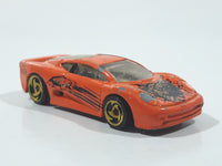 1997 Hot Wheels Street Beasts Jaguar XJ220 Orange Die Cast Toy Car Vehicle