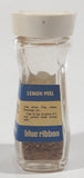 Rare Vintage Blue Ribbon Lemon Peel 1 Oz. Net Weight 4 1/4" Tall Glass Spice Jar