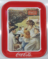 Vintage 1990 Coca-Cola Baseball 1907 Advertisement Red Metal Beverage Serving Tray