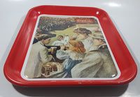 Vintage 1990 Coca-Cola Baseball 1907 Advertisement Red Metal Beverage Serving Tray