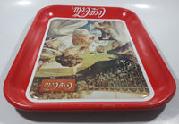 Vintage 1990 Coca-Cola Baseball 1907 Advertisement Red Metal Beverage Serving Tray