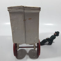 Vintage Fresh Milk Delivery Horse Drawn Wagon Carriage White and Red 11" Long Cast Iron Toy with Extra Driver