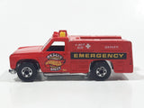 1986 Hot Wheels Workhorses Rescue Ranger Red Fire Truck Die Cast Toy Car Vehicle - Yellow lights