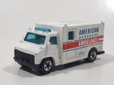 1989 Hot Wheels Workhorses American Ambulance White Die Cast Toy Car Emergency Paramedics Rescue Vehicle with Opening Rear Doors