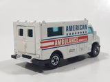 1989 Hot Wheels Workhorses American Ambulance White Die Cast Toy Car Emergency Paramedics Rescue Vehicle with Opening Rear Doors