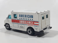 1989 Hot Wheels Workhorses American Ambulance White Die Cast Toy Car Emergency Paramedics Rescue Vehicle with Opening Rear Doors