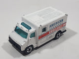 1989 Hot Wheels Workhorses American Ambulance White Die Cast Toy Car Emergency Paramedics Rescue Vehicle with Opening Rear Doors