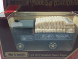 Vintage Matchbox Models of Yesteryear Y-8 1917 Yorkshire Steam Wagon Millennium Flour William Victoria Mills Prichard Carnarvon Dark Blue and Grey Die Cast Toy Car Vehicle New in Box