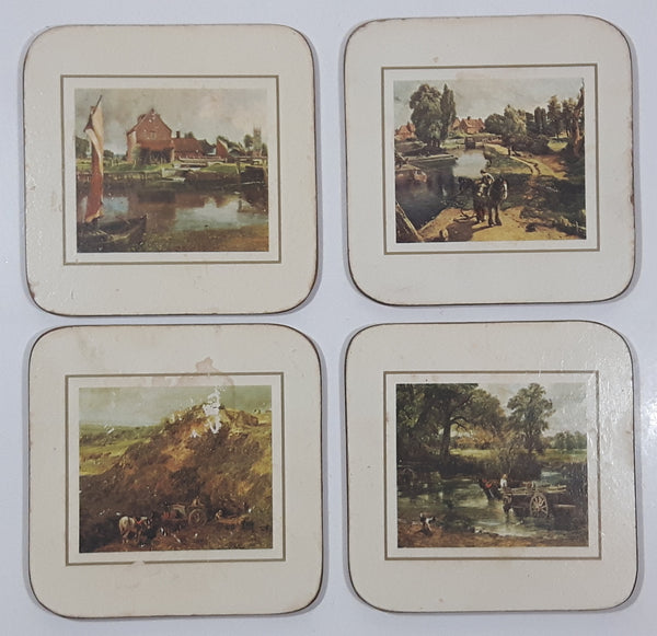 Vintage Pimpernel Old English Scenes Cork Backed 4" x 4" Drink Coasters Set of 4