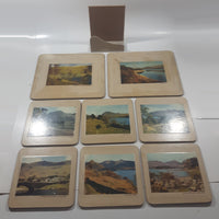 Vintage Celluware Pimpernel Series Set of 8 Drink Coasters with Holder