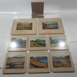 Vintage Celluware Pimpernel Series Set of 8 Drink Coasters with Holder