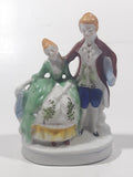 Antique 1945 to 1951 Occupied Japan Colonial Man and Woman Couple 4 1/4" Tall Hand Painted Porcelain Figurine