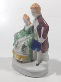 Antique 1945 to 1951 Occupied Japan Colonial Man and Woman Couple 4 1/4" Tall Hand Painted Porcelain Figurine