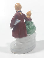 Antique 1945 to 1951 Occupied Japan Colonial Man and Woman Couple 4 1/4" Tall Hand Painted Porcelain Figurine